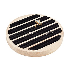 NBEADS Wooden Jewelry Display Tray, 6 Slots Round Ring Earring Display Storage Holder Black Velvet Insert Jewelry Organizer Tray for Jewelry Retail Display Selling, 5.91