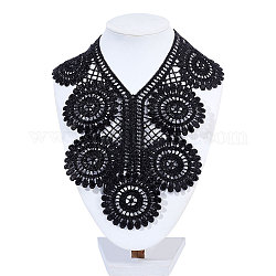 Cuello de encaje floral bordado con patrón de girasol, escote recortar ropa coser apliques borde, diy accesorios de prendas de vestir, negro, 320x320x1mm