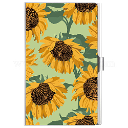 Kreditkartenhalter aus Edelstahl, Firmennamenskartenbox, Rechteck, Sonnenblumenmuster, 93x58x7 mm