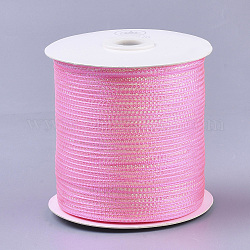 Cintas de nylon, Con cordón metálico brillante, Para paquete de regalo, Decoración de la boda del partido, color de rosa caliente, 1/8 pulgada (3.5 mm), aproximamente 500yards / rodillo (457.2 m / rollo)