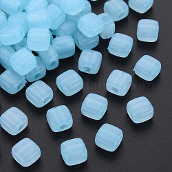 Perles en acrylique de gelée d'imitation, carrée, lumière bleu ciel, 8x8x5.5mm, Trou: 2.5mm, environ 1800 pcs/500 g