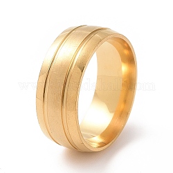 201 anillo de dedo de acero inoxidable con doble ranura para mujer, dorado, diámetro interior: 17 mm