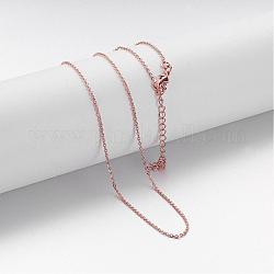Colliers de chaînes en laiton, chaîne de câble, avec fermoirs mousquetons, or rose, 17 pouce
