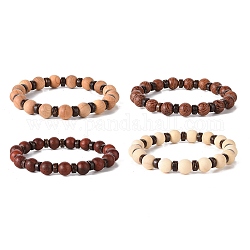 Set di braccialetti di perline di legno, bracciali elasticizzati con perline di cocco per donna uomo, colore misto, diametro interno: 2-1/8 pollice (5.4 cm), 4 pc / set