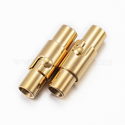 Cierres magnéticos lisos de 304 tubo de acero inoxidable, columna, dorado, 16x5mm, agujero: 3 mm