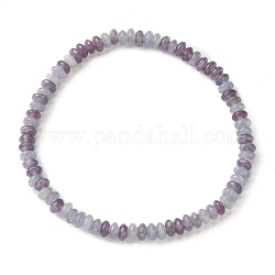 Braccialetti elasticizzati da donna con perline piatte rotonde in giada lilla naturale, diametro interno: 2-3/8 pollice (6 cm)