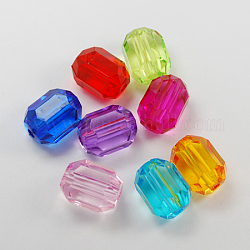 Mixed Color Transparent Acrylic Column Beads, Faceted, 14x11mm, Hole: 2mm