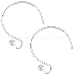 Beebeecraft 5 paires/boîte crochets de boucle d'oreille ronds 925 connecteurs de fil d'oreille à bille en argent sterling 13x11x2mm pour les accessoires de fabrication de bijoux à bricoler soi-même