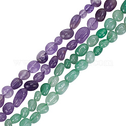Gomakerer 4 fili 2 stili fili di perle di ametista naturale e avventurina verde, ovale, 5~12x6~9x4~7mm, Foro: 1 mm, circa 50~53pcs/filo, 15.3 pollice ~ 15.7 pollici (39~40 cm), 2 capo/stile