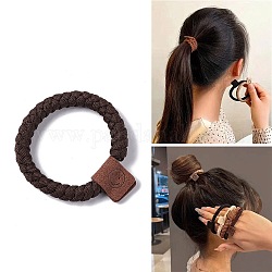 Solid Cloth Elastic Braided Hair Ties, Smiling Face Hair Accessories for Women Girls, Coconut Brown, 7mm, Inner Diameter: 41mm