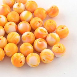 Perles acryliques opaques, ronde, orange, 8mm, Trou: 1.5mm, environ 1800 pcs/500 g