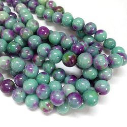 Chapelets de perles de jade , jade blanc naturel, teinte, ronde, colorées, 6mm, Trou: 1mm, Environ 69 pcs/chapelet, 15.7 pouce