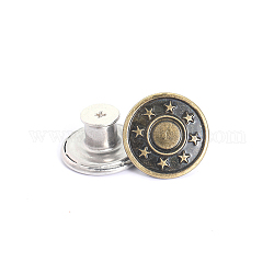 Épingles à boutons en alliage pour jeans, boutons nautiques, Accessoires de vêtement, ronde avec des étoiles, bronze antique, 17mm