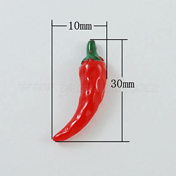 Resin Cabochons, Pepper, Red,  about 30mm long, 10mm wide, 6mm thick