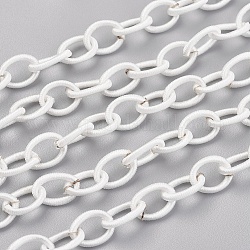 Loop di catene portacavi in nylon fatti a mano, ovale, bianco, 8~9x11~13x2mm, su 85 cm / strand, 33.5 pollice