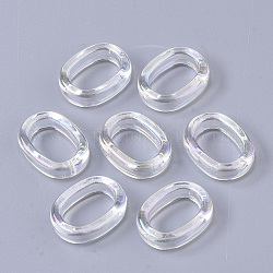 Anillos de acrílico transparente enlace, color de ab chapado, oval, claro ab, 18.5x14x5mm, diámetro interior: 8x12 mm