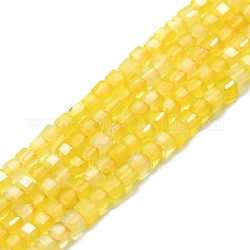 Natürliche gelbe Achat Stränge, facettiert, Würfel, 2x2x2 mm, Bohrung: 0.6 mm, ca. 182 Stk. / Strang, 15.16''~15.55'' (38.5~39.5 cm)