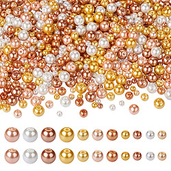 Cheriswelry 11 rangs 11 styles de perles de verre perlées peintes en perles rondes, couleur mixte, 1 brin / style