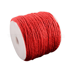 Цветной джутовый шнур, джутовая нить, джутовый шпагат, 3-слойные, для изготовления ювелирных изделий, красные, 2 мм, около 109.36 ярда (100 м) / рулон