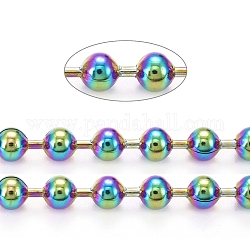 Placage ionique (ip) 304 chaînes à billes en acier inoxydable, avec bobine, couleur arc en ciel, 4mm, environ 32.8 pied (10 m)/rouleau