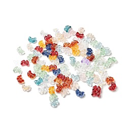 Perles en verre transparentes, bowknot, couleur mixte, 10x14x5.5mm, Trou: 1.2mm