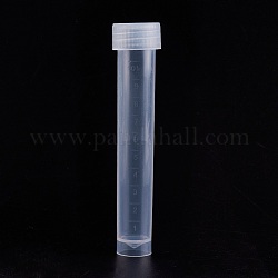 Contenitori di perle di plastica con tubo graduato trasparente, con coperchio, bianco, 9.5x1.95cm, Capacità: su 10 ml