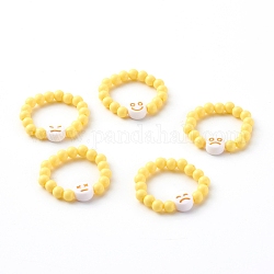 Acrylperlen strecken Ringe, rund & flach rund mit Ausdruck, Gelb, Innendurchmesser: 17.1 mm