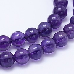Natürlichen Amethyst runde Perle Stränge, Klasse A +, 8 mm, Bohrung: 1 mm, ca. 49 Stk. / Strang, 15.5 Zoll