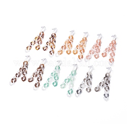 Acrylic Curb Chain Tassel Dangle Stud Earrings for Women, Mixed Color, 78x11x3mm, Pin: 0.7mm