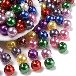 Abalorios de acrílico de la perla de imitación, teñido, redondo, color mezclado, 10x9.5mm, agujero: 2.5 mm, aproximamente 1070 unidades / libra