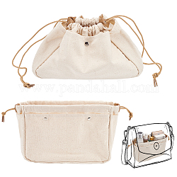 Pochettes à cosmétiques à cordon en toile, sacs portatifs d'organisateur de maquillage de voyage, rectangle, blanc antique, 19.6x31.5x1.5 cm