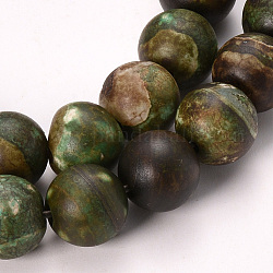Filo di perline di agata naturale, tinto, tondo, verde oliva scuro, 8mm, Foro: 1 mm, circa 47pcs/filo, 15.35 pollice