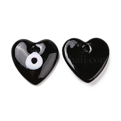 Main mauvais pendentifs Murano d'oeil, cœur, noir, 36x35x7.5mm, Trou: 3.5mm