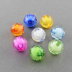 Transparente Acryl Perlen, Perle in Perlen, facettiert, Runde, Mischfarbe, 28 mm, Bohrung: 2 mm, ca. 60 Stk. / 500 g