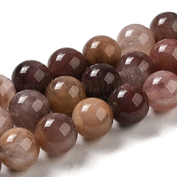 Abalorios de cuarzo natural de fresa hebras, redondo, 12~12.5mm, agujero: 1.2 mm, aproximamente 31 pcs / cadena, 14.96'' (38 cm)