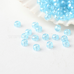 12/0 grade a perles de rocaille en verre rondes, couleurs transparentes lustered, lumière bleu ciel, 2x1.5mm, Trou: 0.5mm, environ 45000 pcs / livre