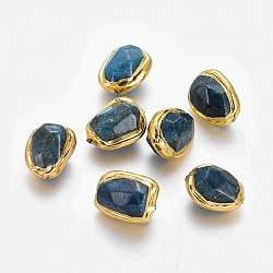 Perles naturelles d'apatite, avec des accessoires bordés en laiton plaqué or, facette, ovale, 17~26x15~20x12~16mm, Trou: 0.8mm