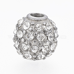 304 Edelstahl Strass-Perlen, Runde, Edelstahl Farbe, 10 mm, Bohrung: 3 mm