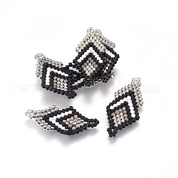 MIYUKI & TOHO Handmade Japanese Seed Beads Links, Loom Pattern, Double Rhombus, Colorful, 27~29x13~14x1.7mm, Hole: 1.5mm