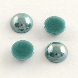 Cabochon in vetro opaco con perle perlato, mezzo tondo/cupola, ciano scuro, 5.5x3mm