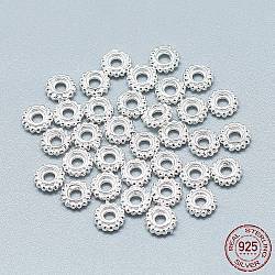 925 perles intercalaires granulées en argent sterling, couleur d'argent, 5x1.5mm, Trou: 1.5mm