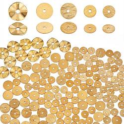 500 Stück 5 Stile Legierung gewellte Zwischenperlen, langlebig plattiert, Scheibe, golden, 6~10x0.5 mm, Bohrung: 0.9~2 mm, 100pcs / style