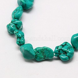 Imitation turquoise synthétique chapelets de perles, croustilles teints perles, 14~18x11~13x6~10mm, Trou: 1mm, 15.5 pouce