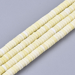 Natural Agate Beads Strands, Dyed, Heishi Beads, Flat Round/Disc, Light Yellow, 4x1mm, Hole: 1mm, about 250~329pcs/strand, 15.7 inch
