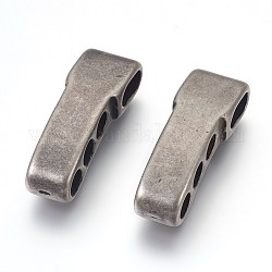 304 punto di aggancio per catene di acciaio inossidabile, curve rettangolo, argento antico, 36x12x8.5mm, Foro: 5 mm e 5x10 mm