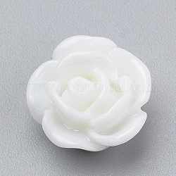 Кабошоны из смолы, цветок розы, белые, 10x5 мм, внизу: 7~8 мм