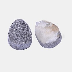 電気メッキ天然石ドゥルージークリスタルカボション  フラットティアドロップ  染め  銀  14x10x4~8mm