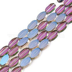 Fili di perle di vetro trasparente verniciato, ovale, rosa antico, 8~10x6x2.5mm, Foro: 1 mm, circa 54pcs/filo, 19.69~20.87'' (50~53 cm)