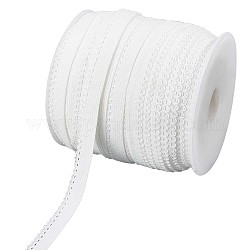 Nbeads 50m de cordons élastiques chinlon, bande élastique à bord ondulé unique pour accessoires de vêtement, plat, blanc, 10mm, environ 54.68 yards (50 m)/rouleau