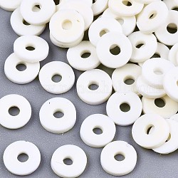 Handmade Polymer Clay Beads, for DIY Jewelry Crafts Supplies, Disc/Flat Round, Heishi Beads, Beige, 4x1mm, Hole: 1mm, about 55000pcs/1000g